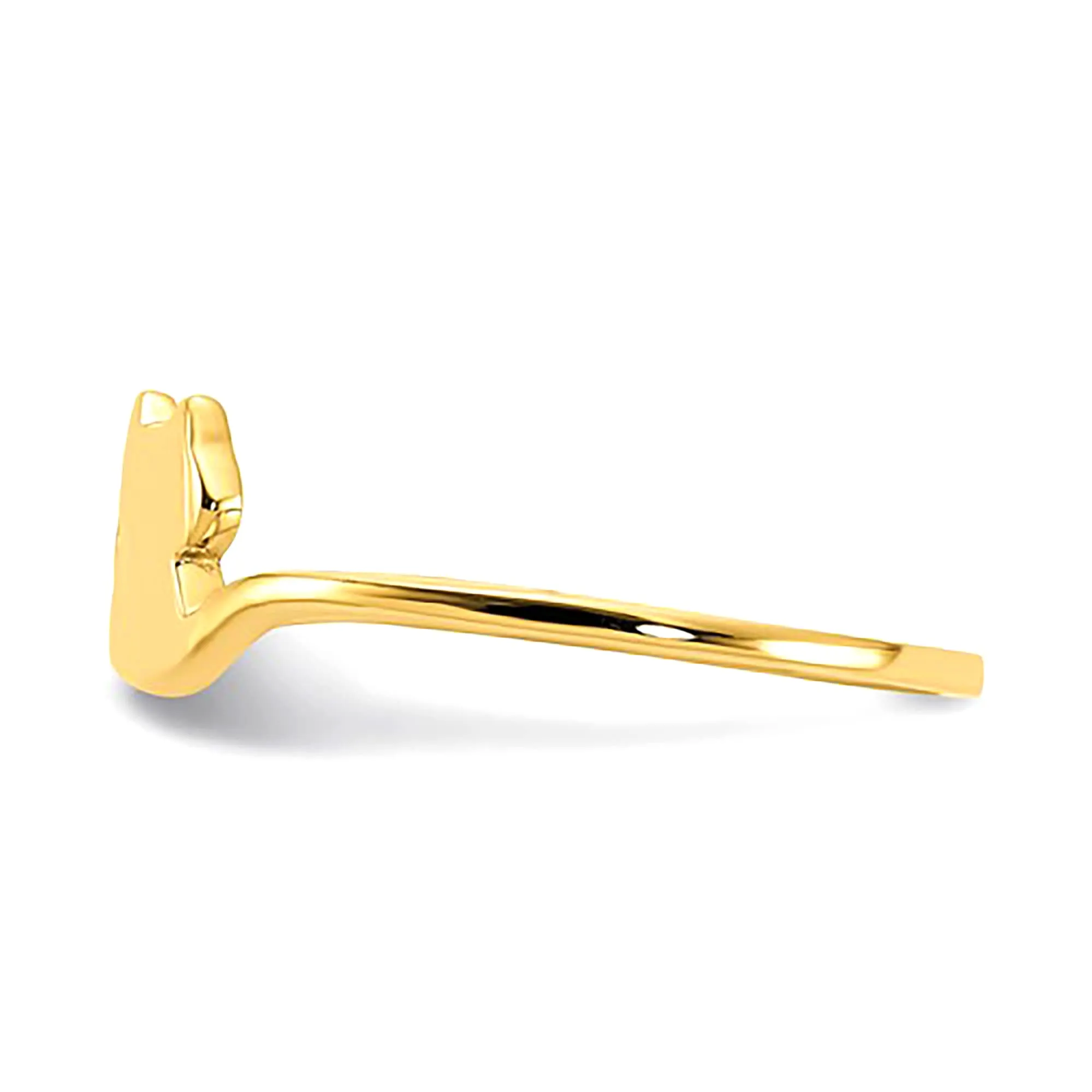 14k Yellow Gold Polished Cat Design Adjustable Cuff Ring