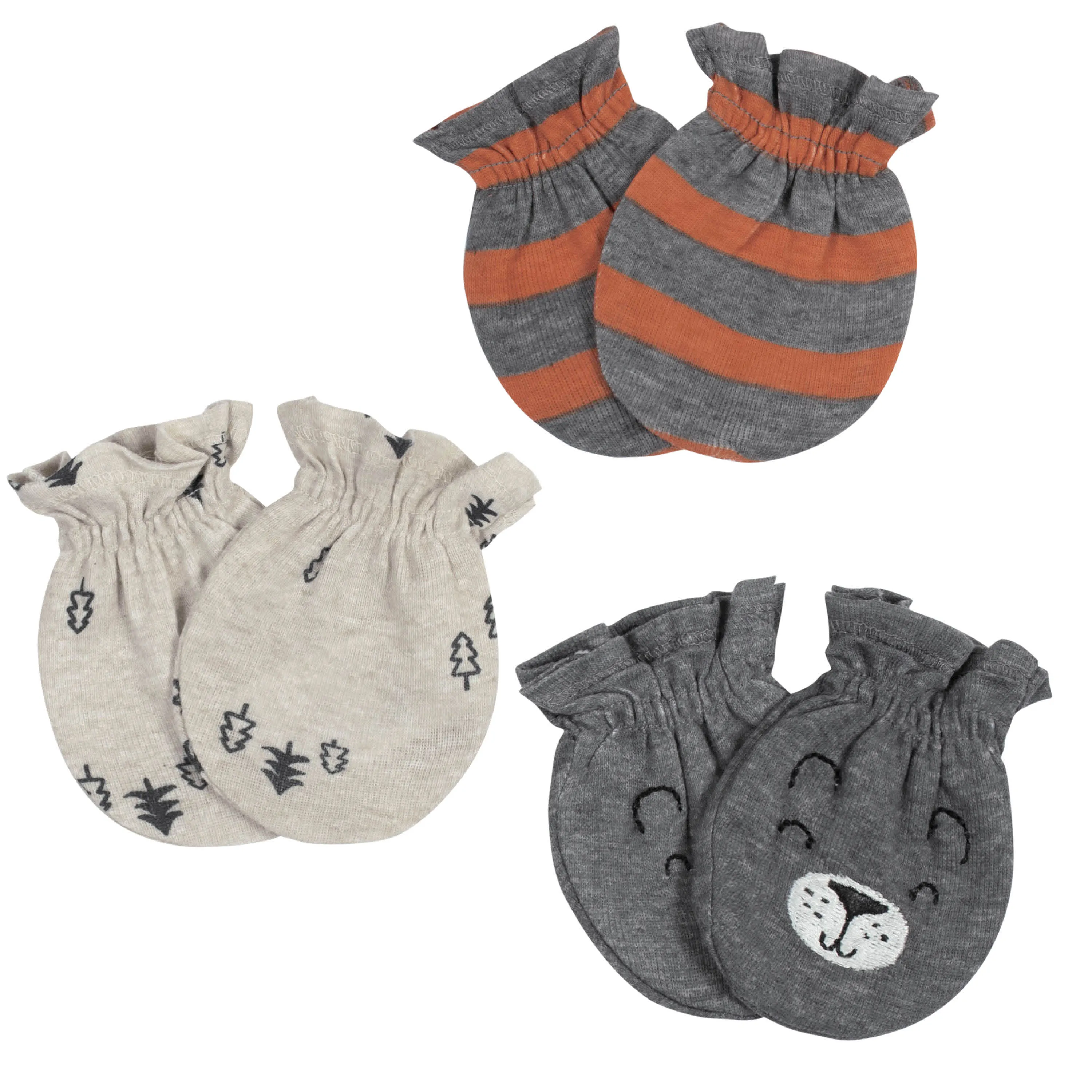 3-Pack Baby Boys Bear No Scratch Mittens