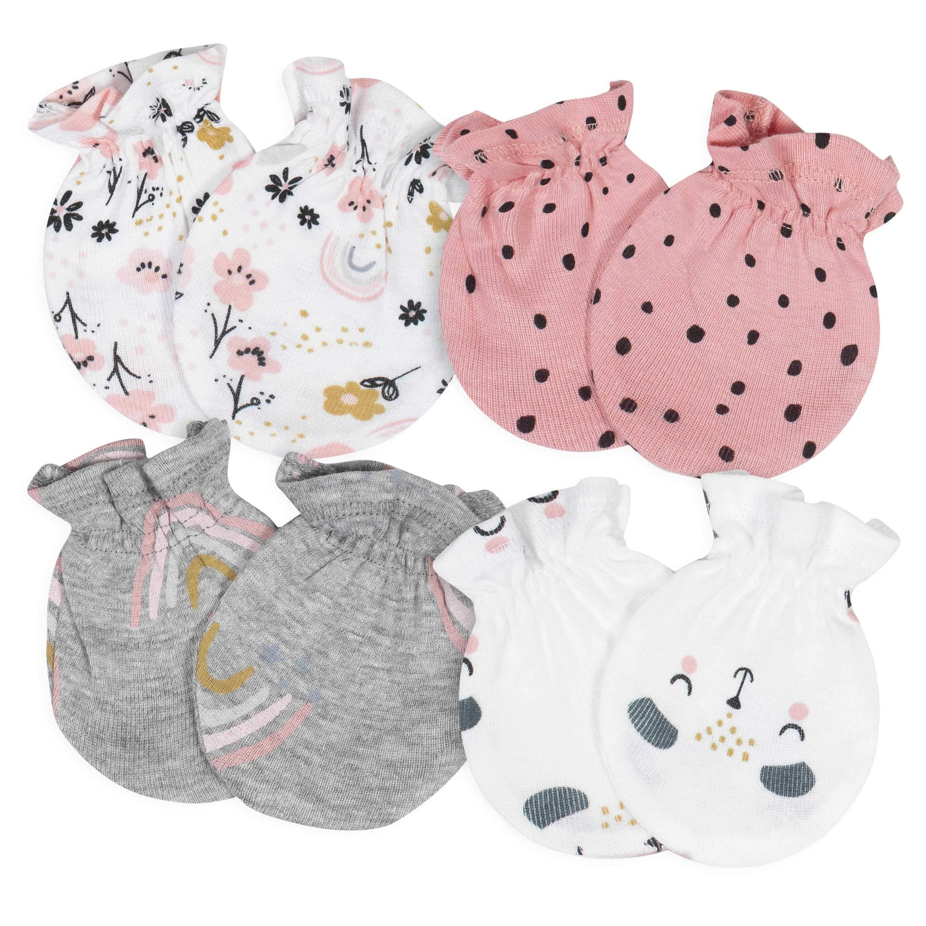 4-Pack Baby Girls Bear No Scratch Mittens Set