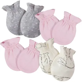 4-Pack Baby Girls Love No Scratch Mittens