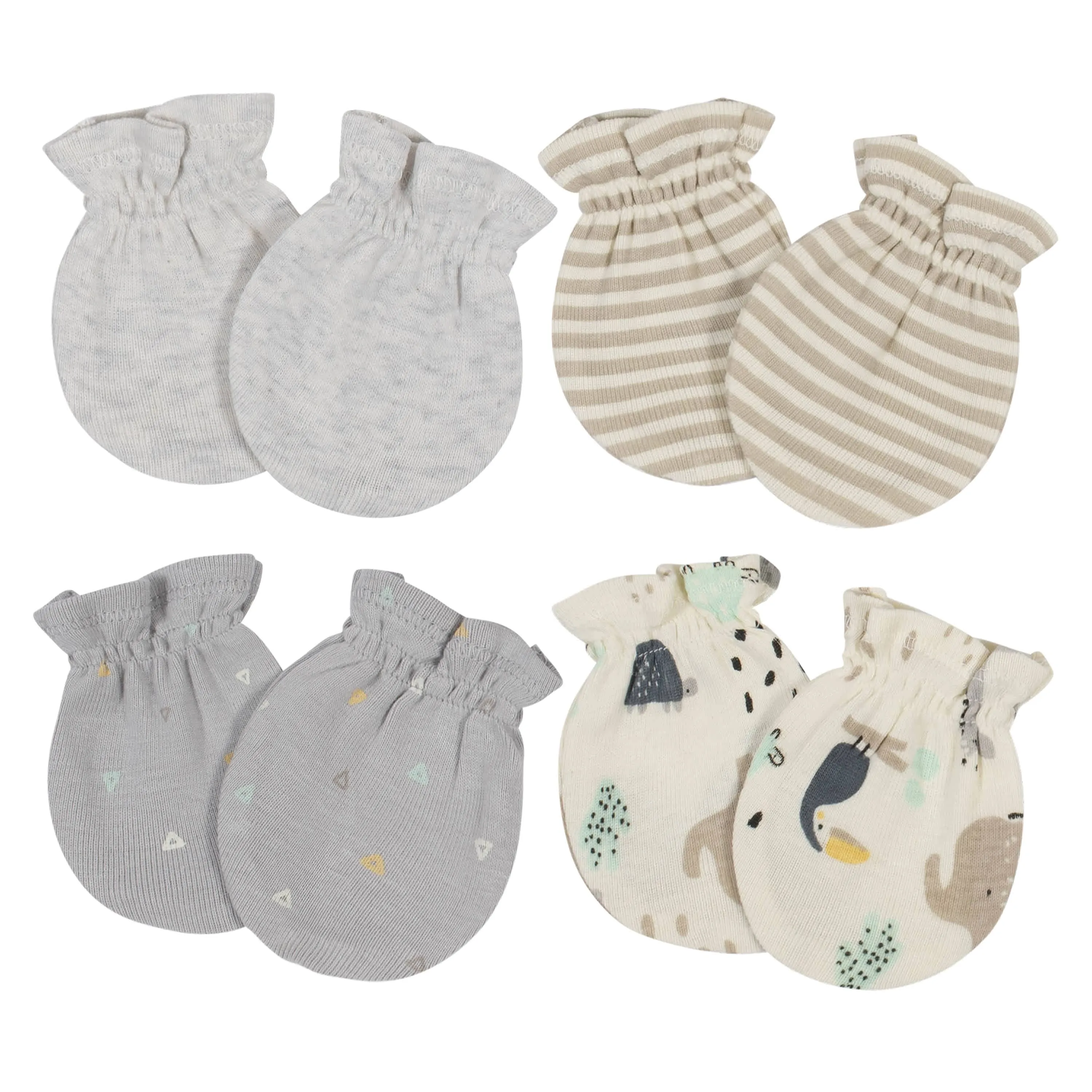 4-Pack Baby Neutral Safari Mittens