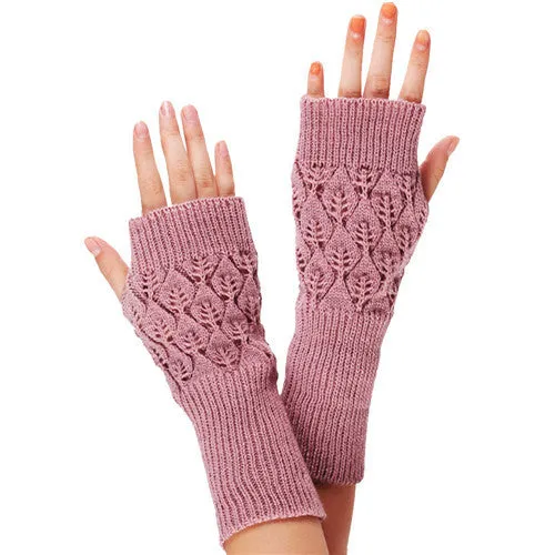 5 Colors Knitted Fringe Warm fingerless Gloves Women Feida