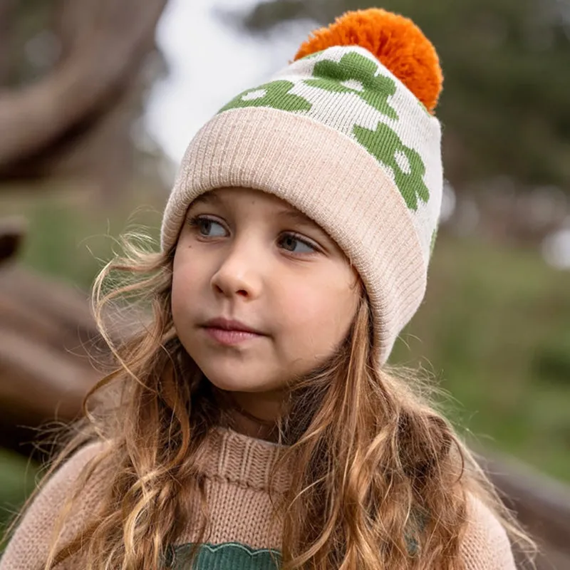 Acorn Merino Beanie - Flower Power Green