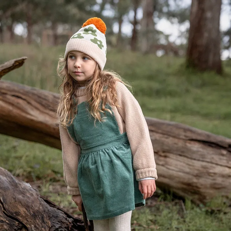 Acorn Merino Beanie - Flower Power Green