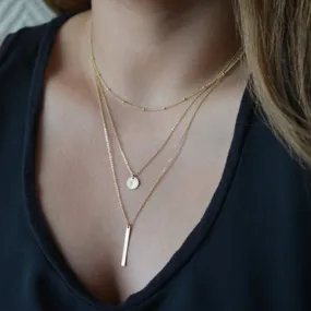 Bar Pendant Triple Layered Necklace