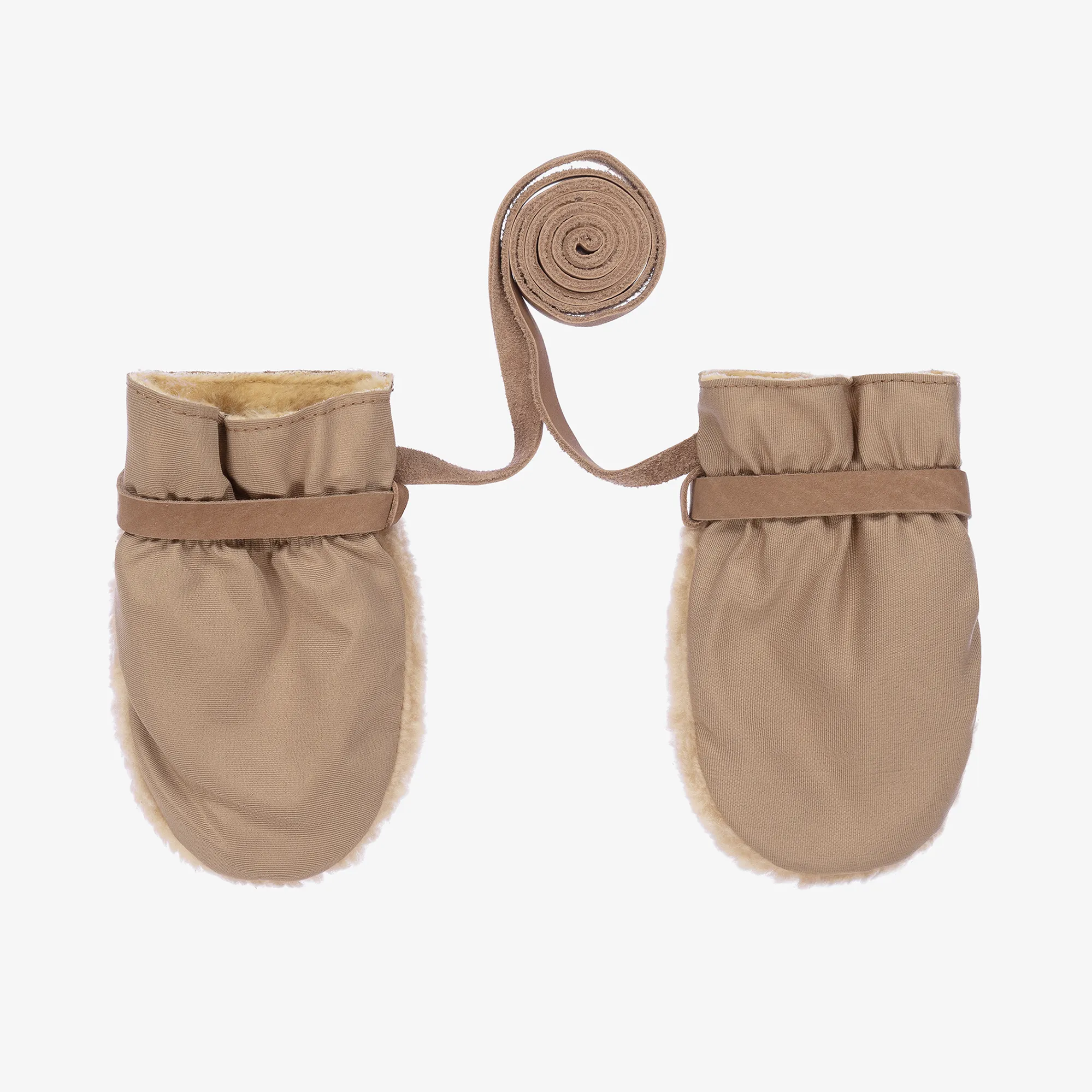 Beige Teddy Fleece Mittens