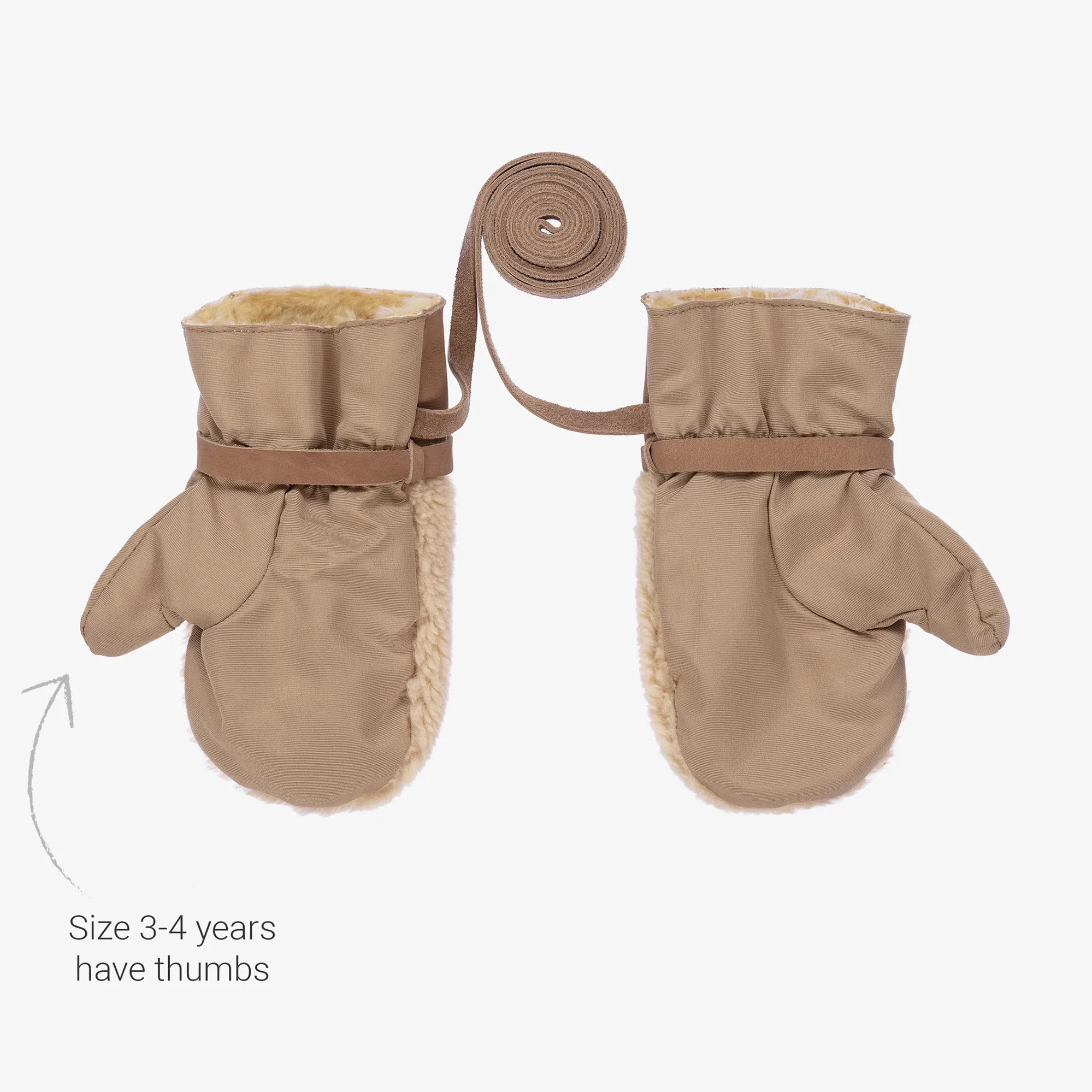 Beige Teddy Fleece Mittens