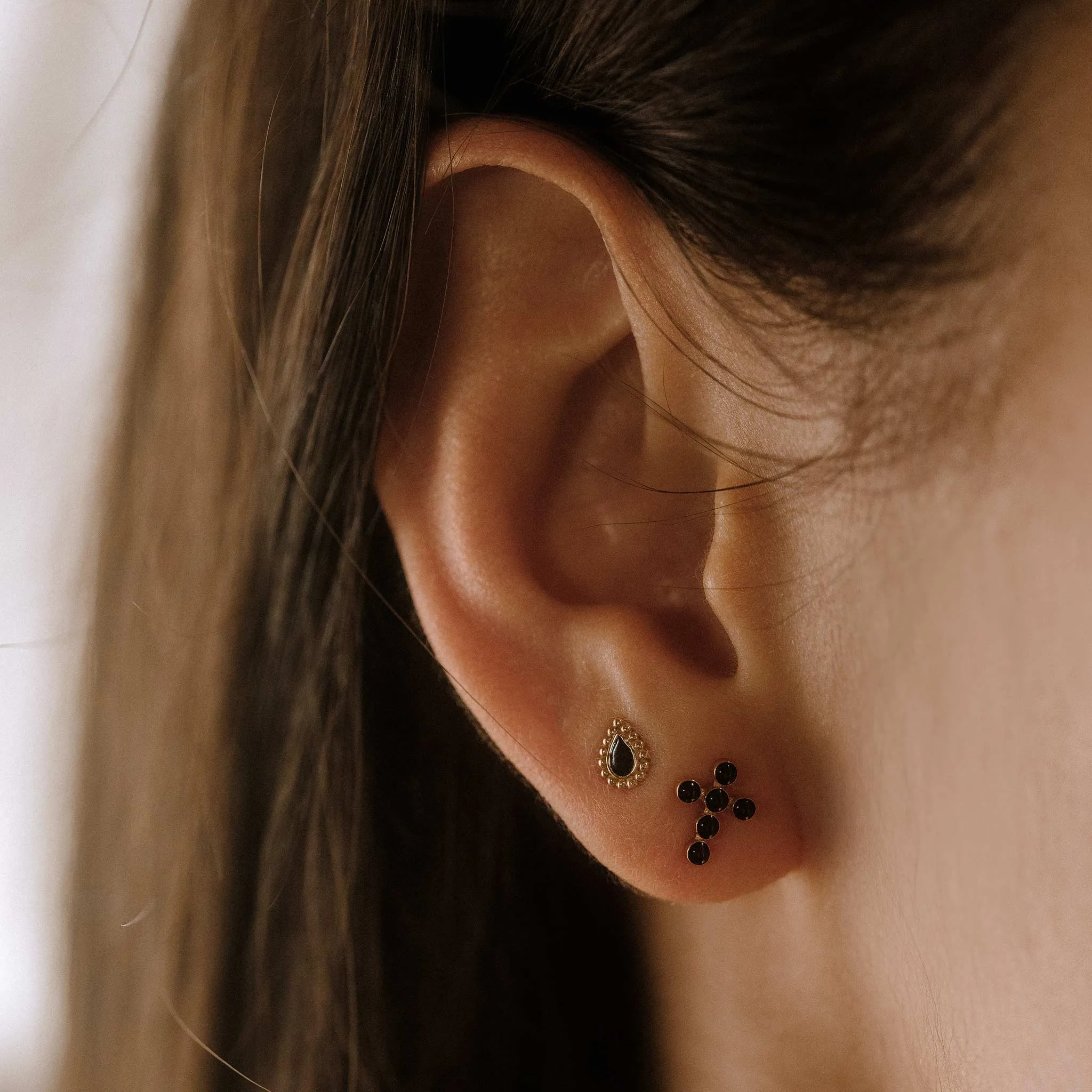 Black Lucky Cashmere Earrings, Rose Gold