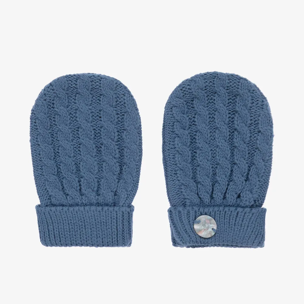 Blue Knitted Mittens