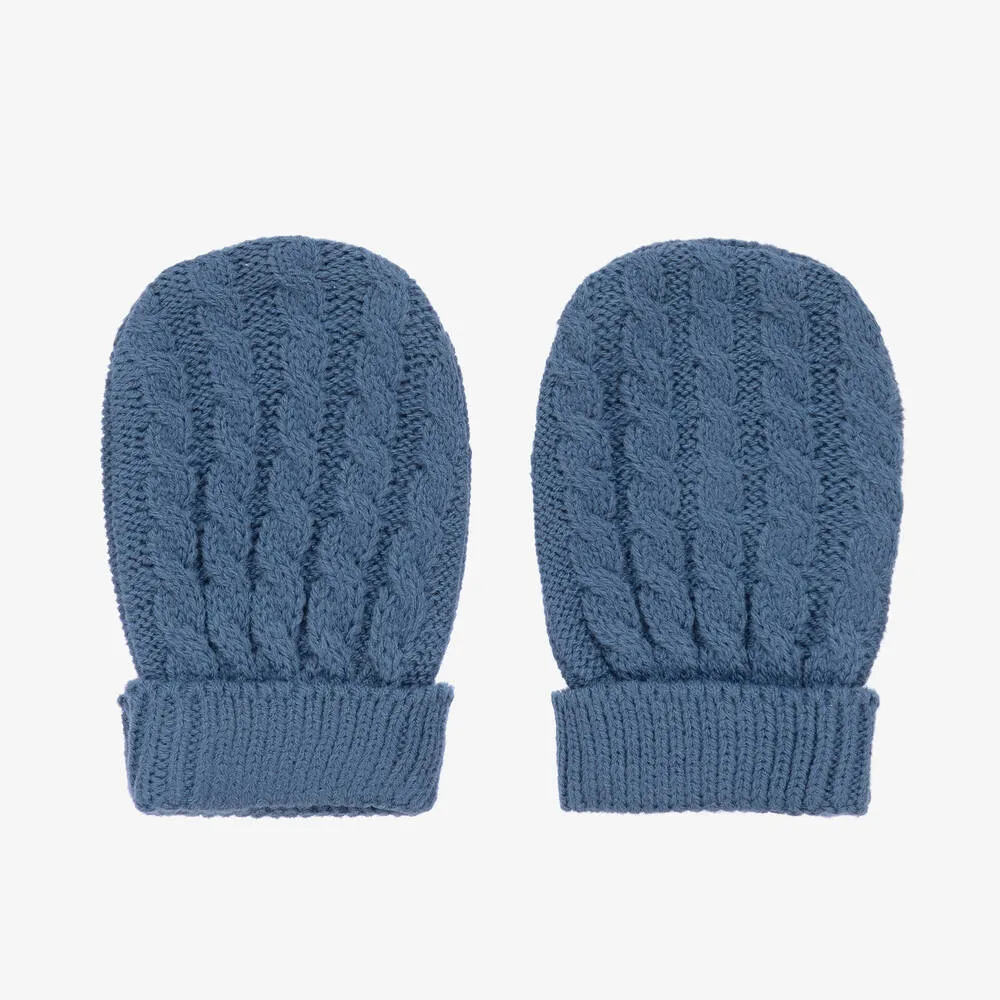 Blue Knitted Mittens