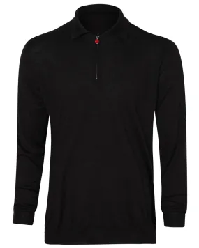 Charcoal Grey Cashmere and Silk Zip Polo