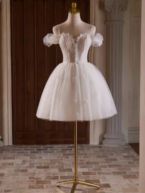 Col Cœur Robe de Soirée à Épaules Dénudées Tulle Longueur Genou avec perles