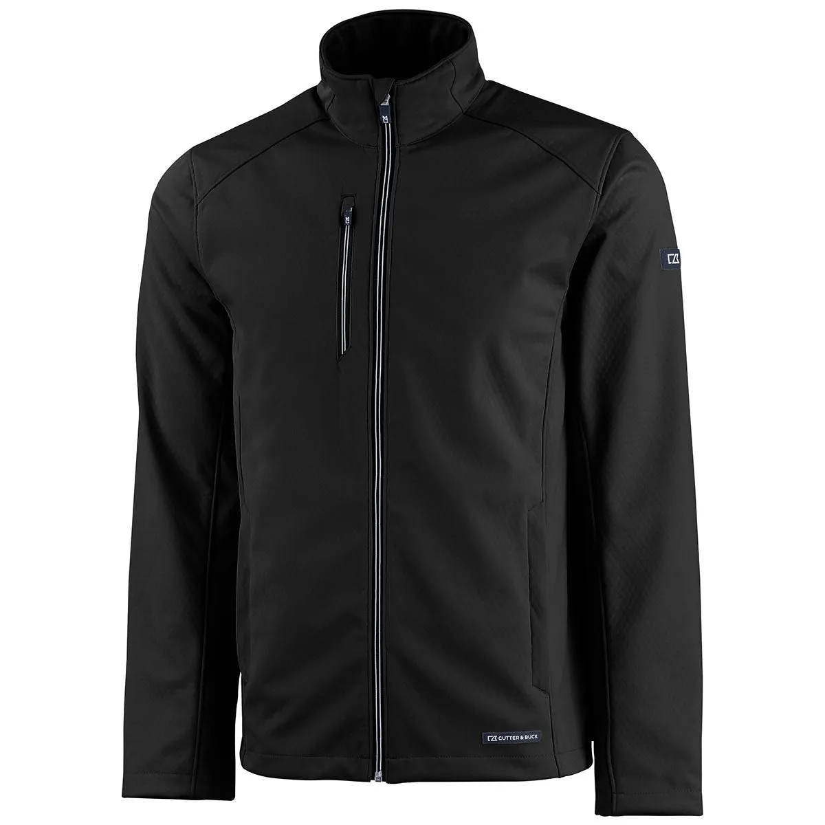 Cutter & Buck Men's Black Evoke Eco Softshell Recycled Full Zip Jacket