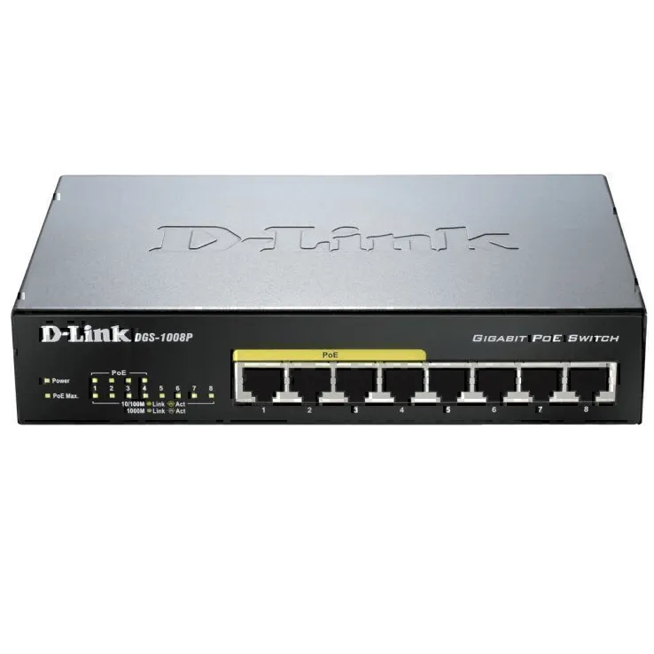 D-Link 8-Port Gigabit PoE+ Unmanaged Switch Metal Housing