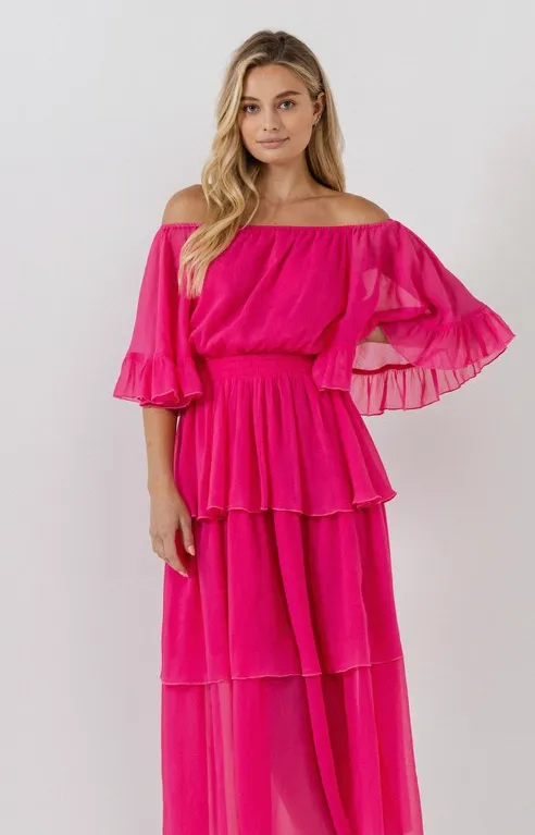 Fuchsia Layer Midi Dress