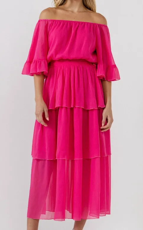 Fuchsia Layer Midi Dress