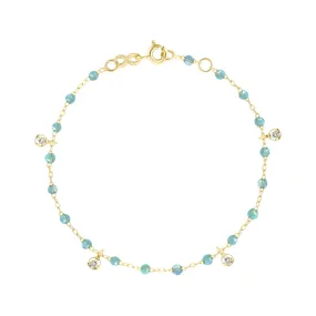 Gigi Supreme 4 Diamond Bracelet, Aqua, Yellow Gold, 6.7