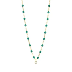 Gigi Supreme Classic 1 Diamond Necklace, Emerald, Yellow Gold, 16.5