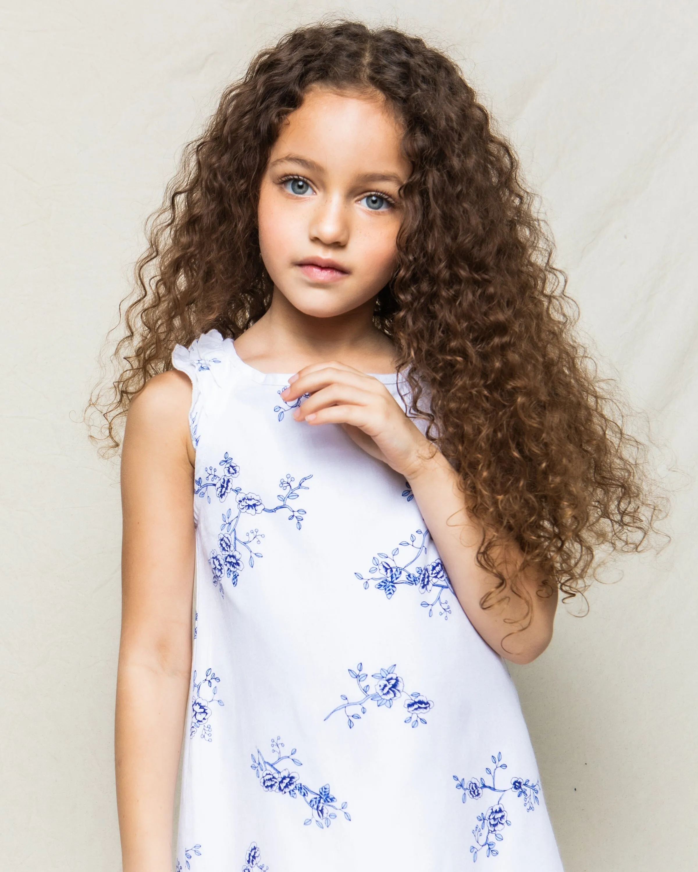 Girl's Twill Amelie Nightgown | Indigo Floral