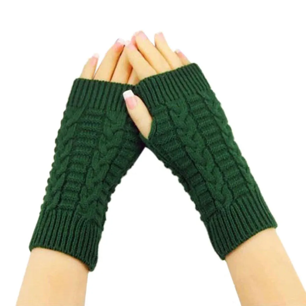 Guantes mujer Warm Knitted Arm Fingerless Gloves Soft Warm Mitten