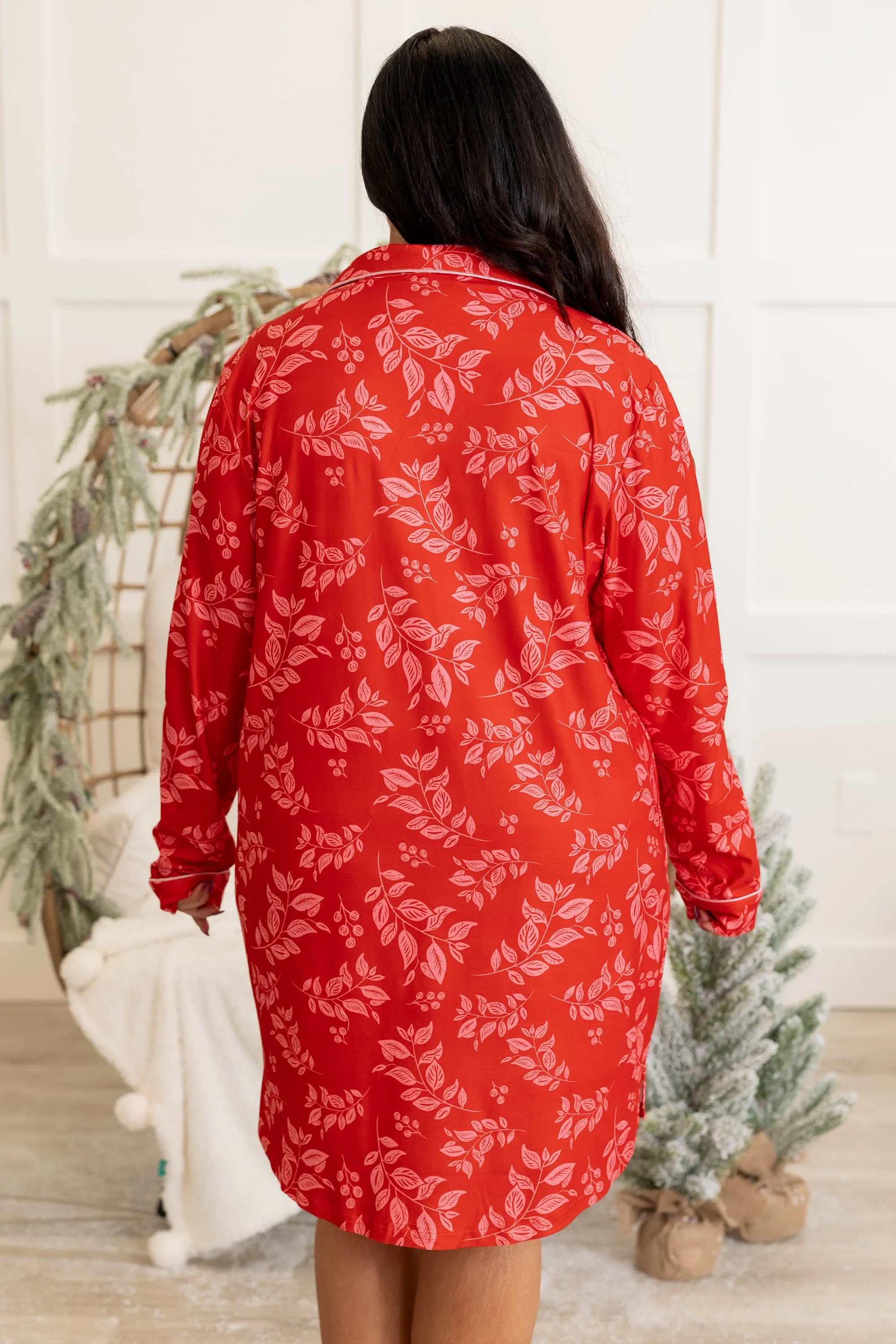 Holiday Happy Pajama Dress, Red