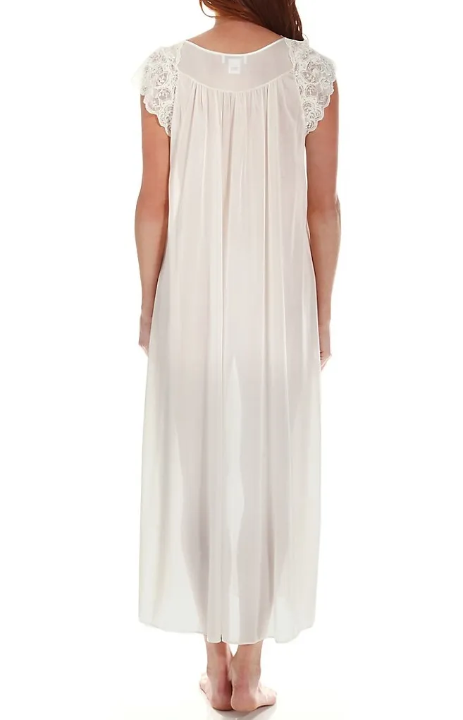 Ivory nylon cap sleeves nightgown Silhouette