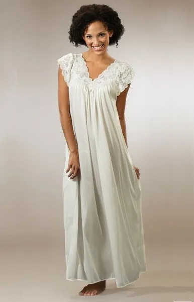 Ivory nylon cap sleeves nightgown Silhouette