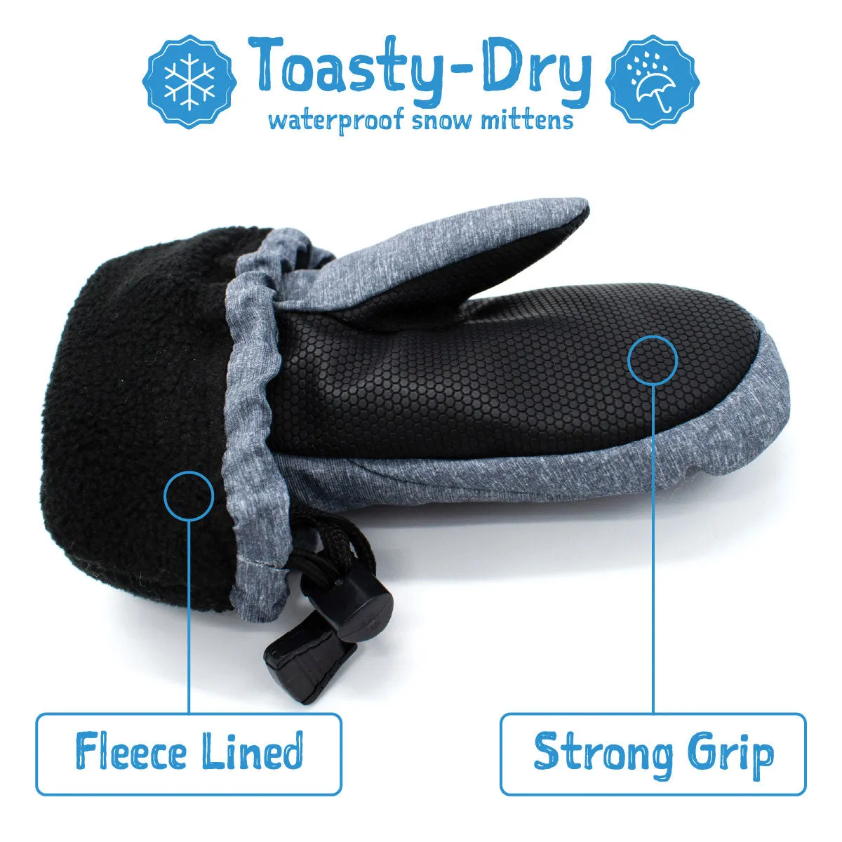 Jan & Jul Kids Toasty-Dry Waterproof Snow Mitten - Heather Grey