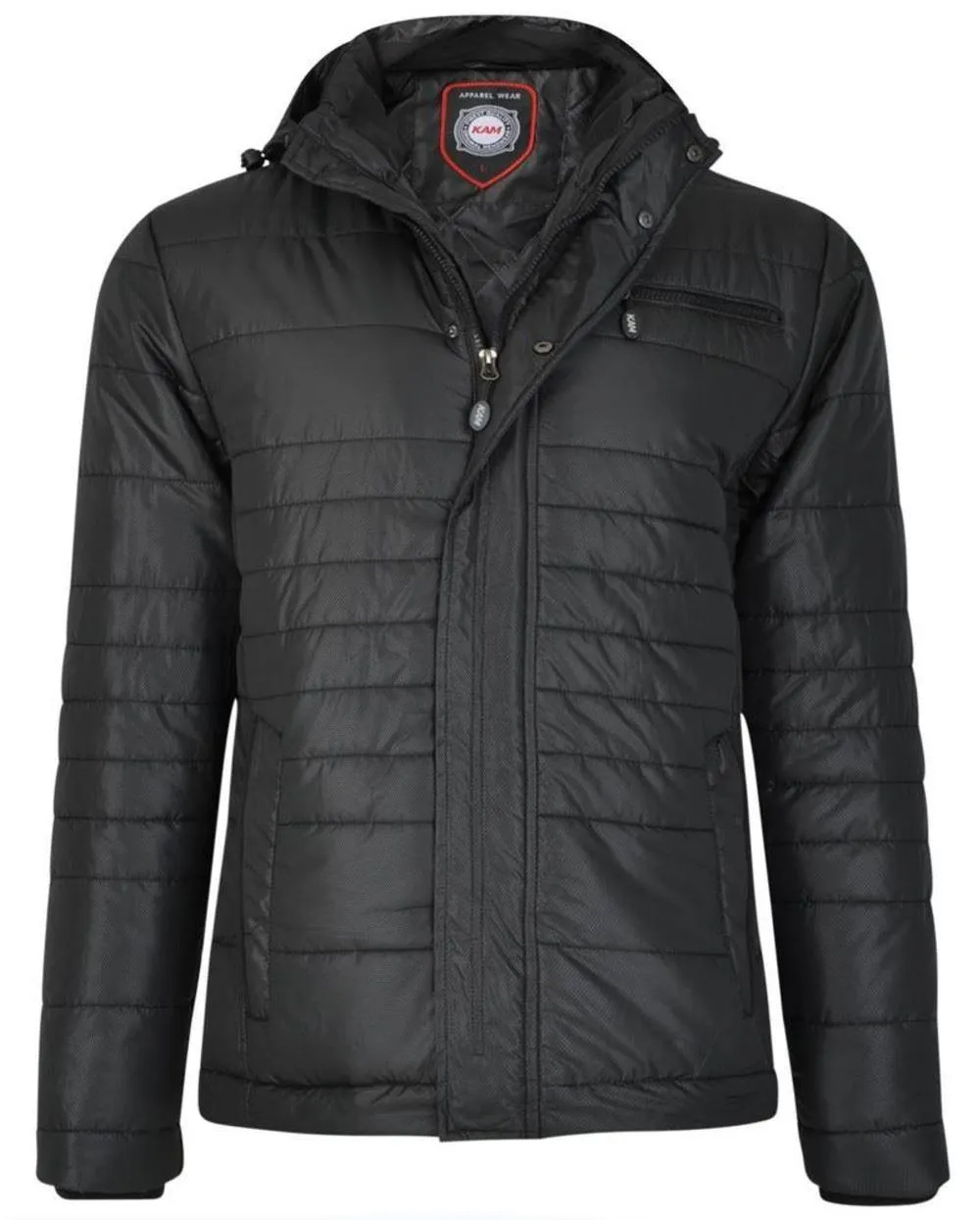 Kam Tall Smart Padded Quilted Jacket - Black