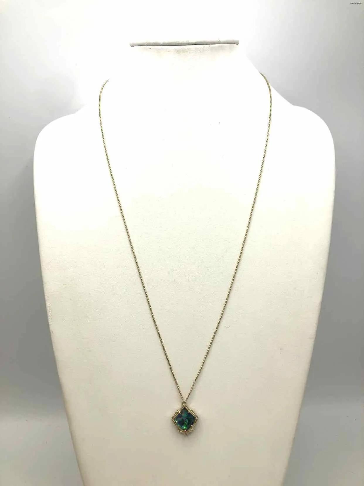 KENDRA SCOTT Goldtone Blue Multi Abalone Pre Loved Adjustable 29 Necklace