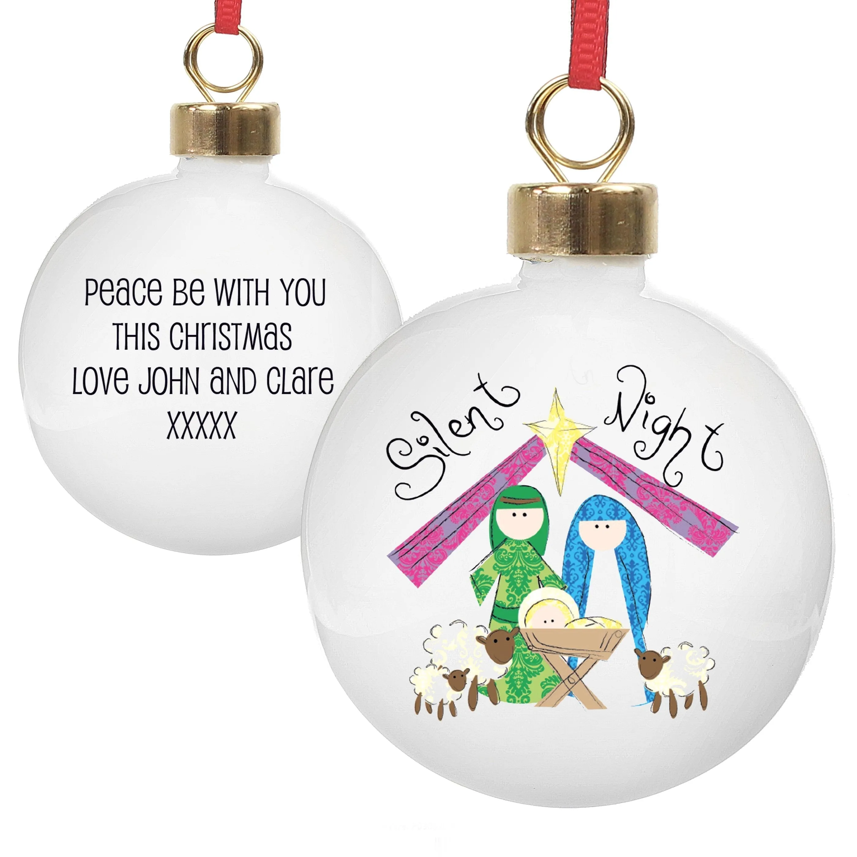 Personalised Nativity Silent Night Bauble