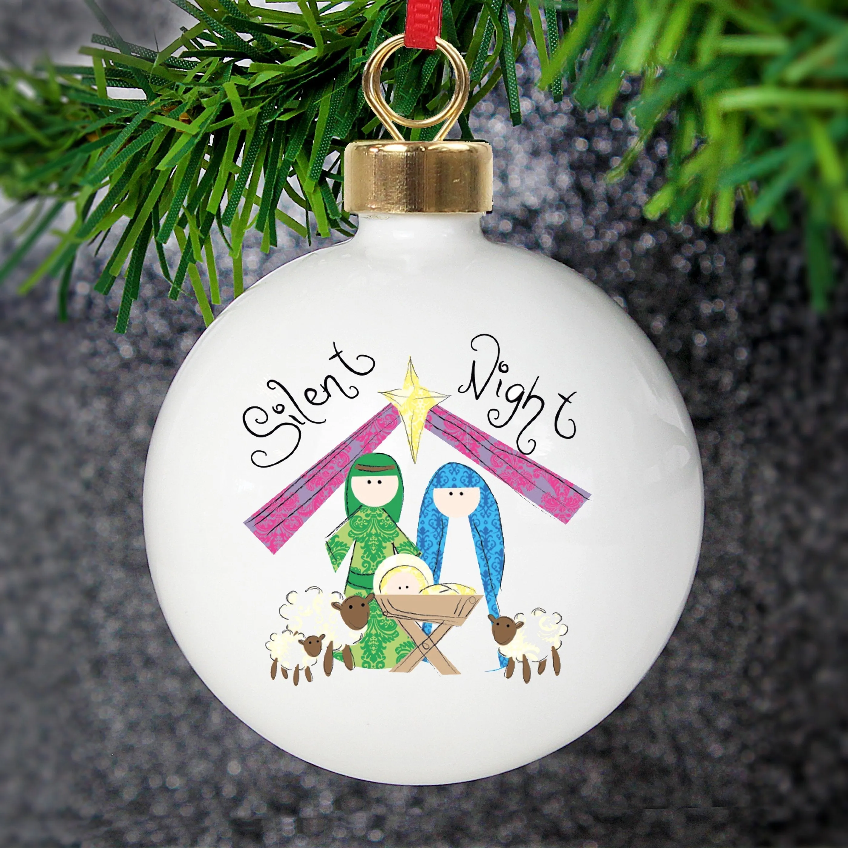 Personalised Nativity Silent Night Bauble