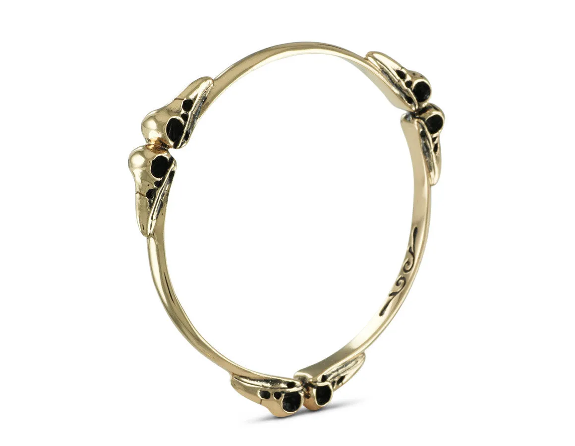 Raven Skull Bangle - Bronze