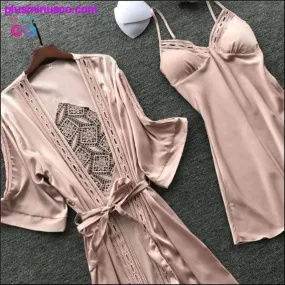 Robe & Gown Sets Sexy Lace Sleep Lounge Pijama