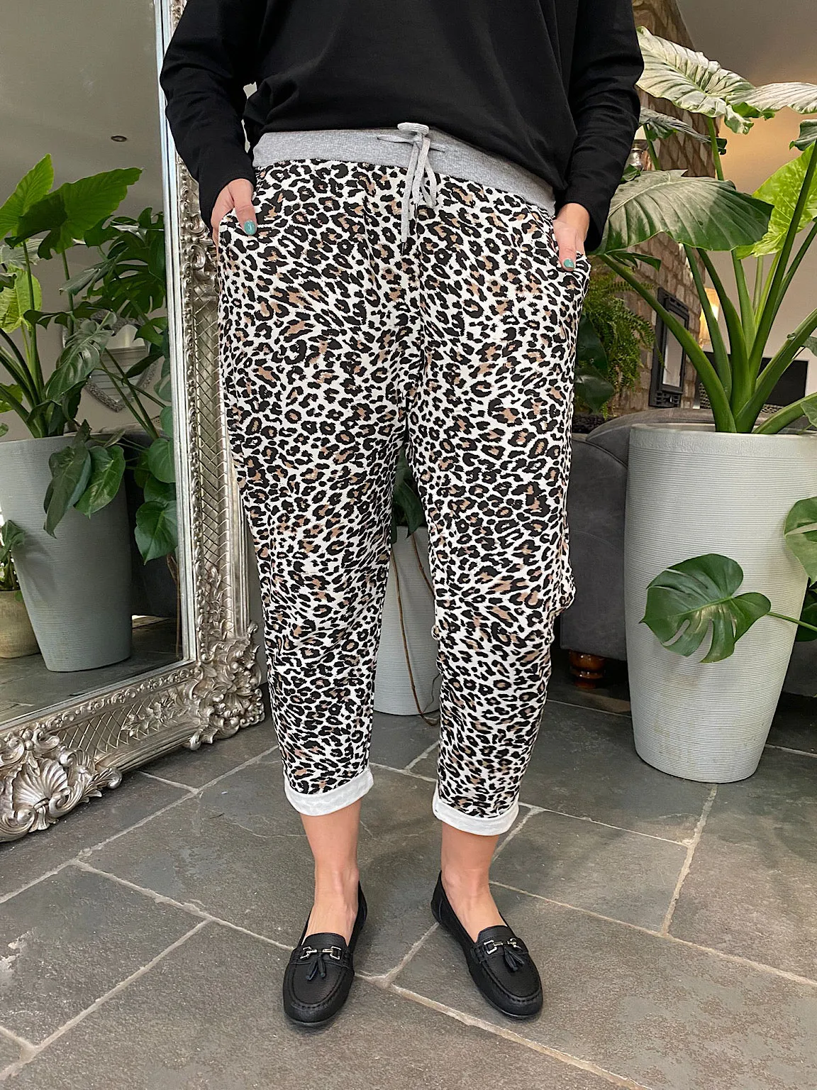 Stone Printed Leopard Joggers