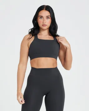 Timeless Wide Strap Sports Bra | Coal