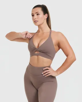 Unified Twist Sports Bra | Cool Brown