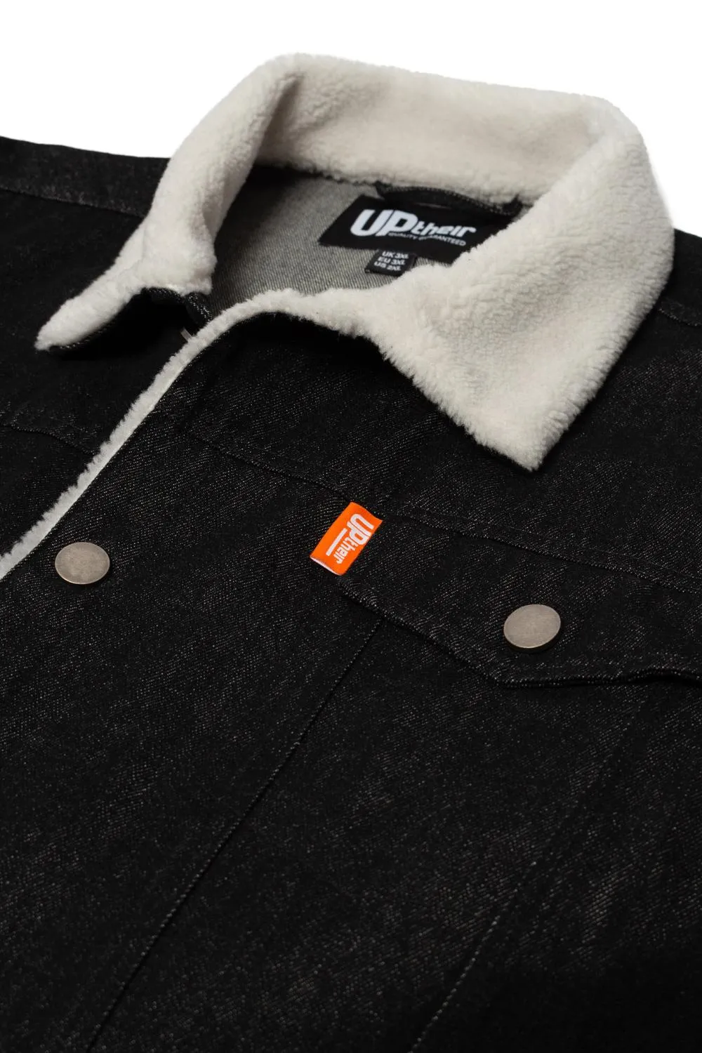 Uptheir Ballan Sherpa Lined Trucker Jacket - Black