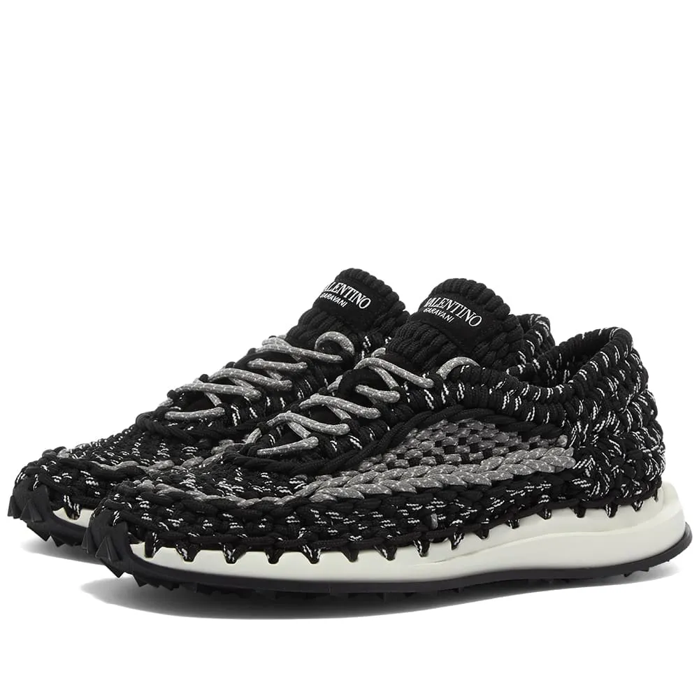 Valentino Fly Knit SneakerBlack, Grey & White