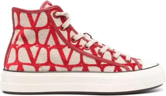 Valentino Garavani Toile Iconographe flocked sneakers Neutrals