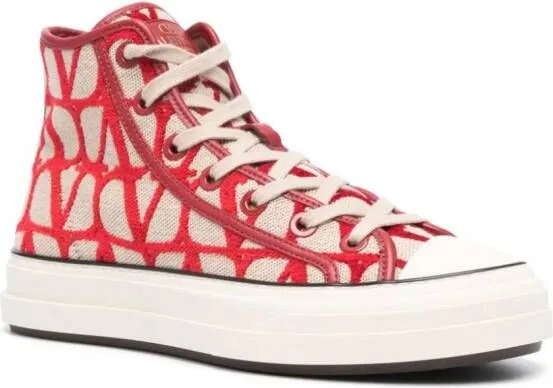 Valentino Garavani Toile Iconographe flocked sneakers Neutrals