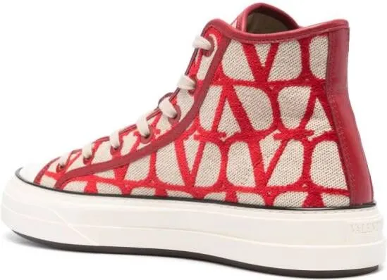 Valentino Garavani Toile Iconographe flocked sneakers Neutrals