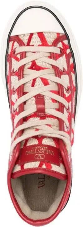 Valentino Garavani Toile Iconographe flocked sneakers Neutrals