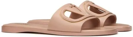 Valentino Garavani Vlogo Signature leather slides Neutrals