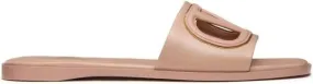 Valentino Garavani Vlogo Signature leather slides Neutrals