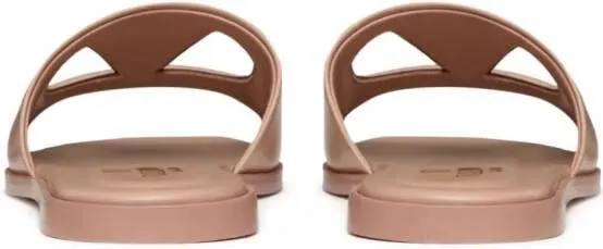 Valentino Garavani Vlogo Signature leather slides Neutrals