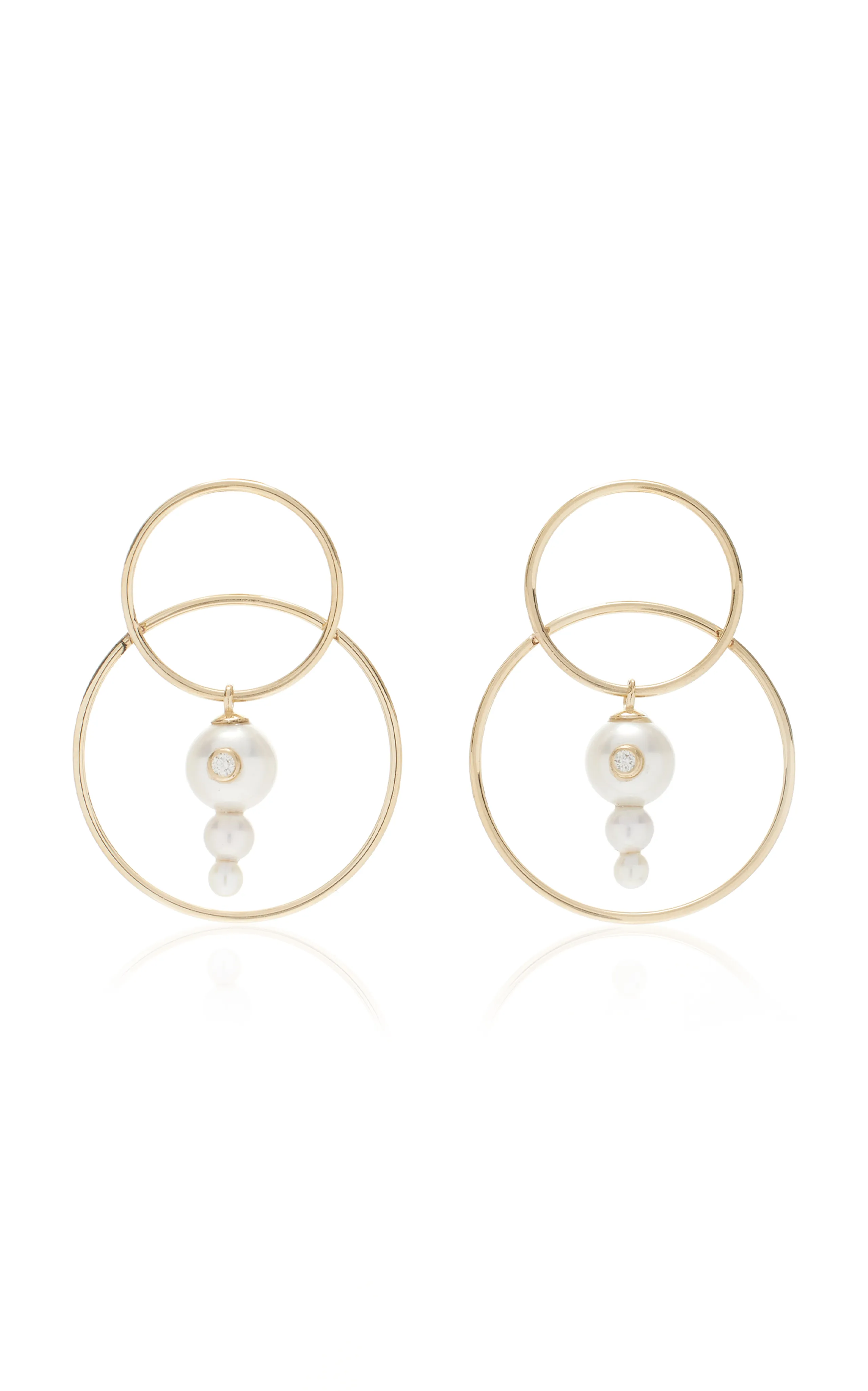 White/Space Scarpa 14K Yellow Gold Pearl, Diamond Earrings