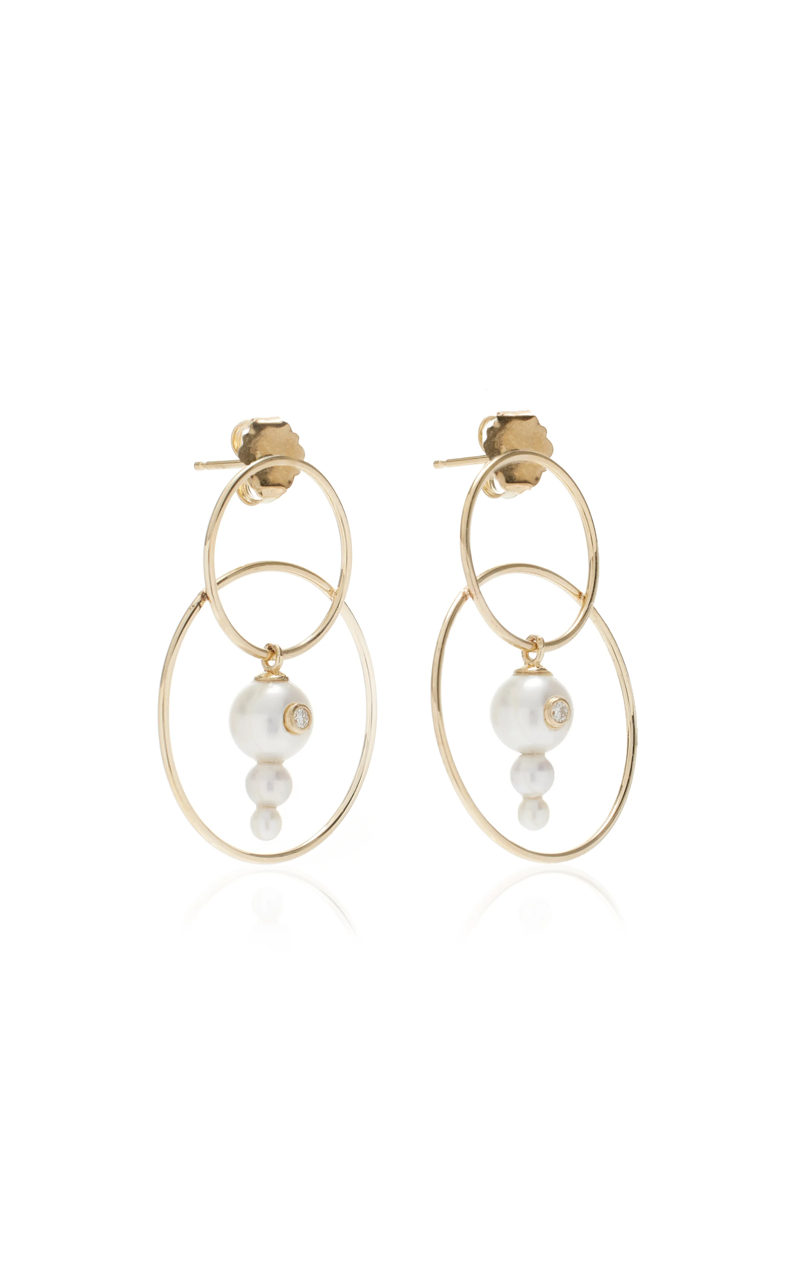 White/Space Scarpa 14K Yellow Gold Pearl, Diamond Earrings