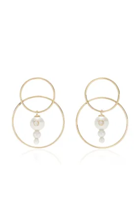 White/Space Scarpa 14K Yellow Gold Pearl, Diamond Earrings