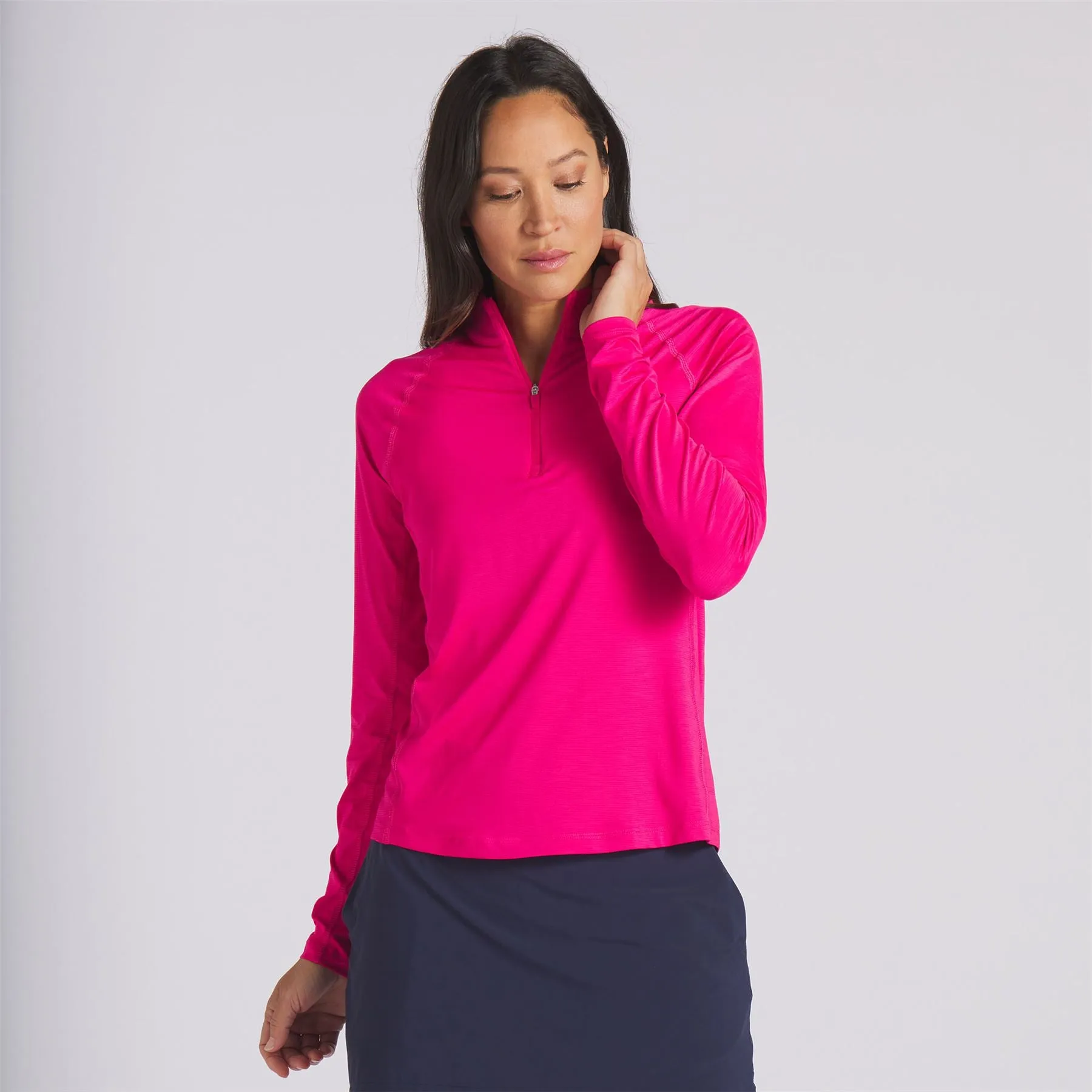 Womens You-V Solid Quarter Zip Mid Layer Pink - SS24